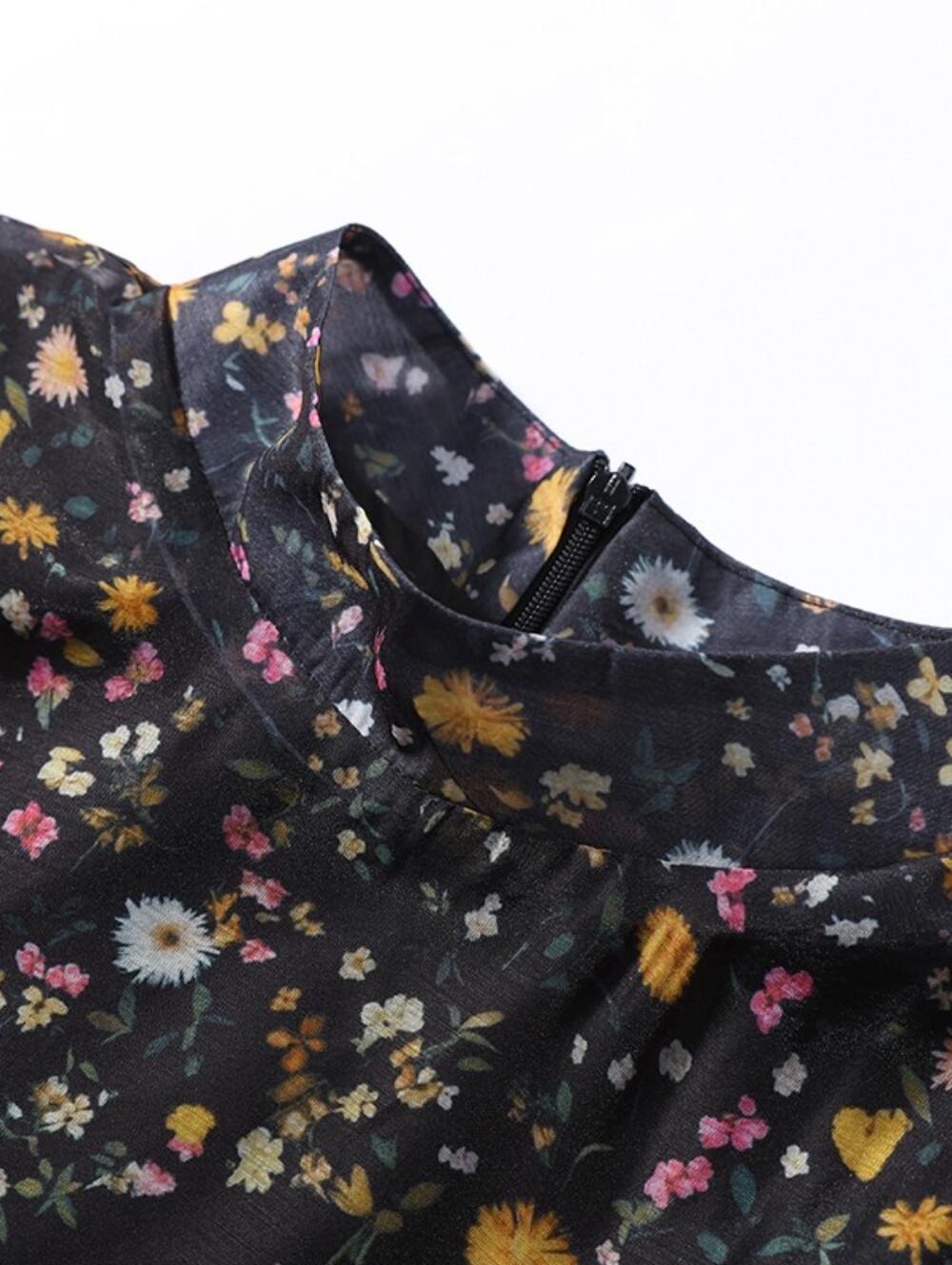 Casual Printed Long Bow Dress Women Chic V-Neck Short Puff Sleeve Waist-Closed - Picture 12 of 13